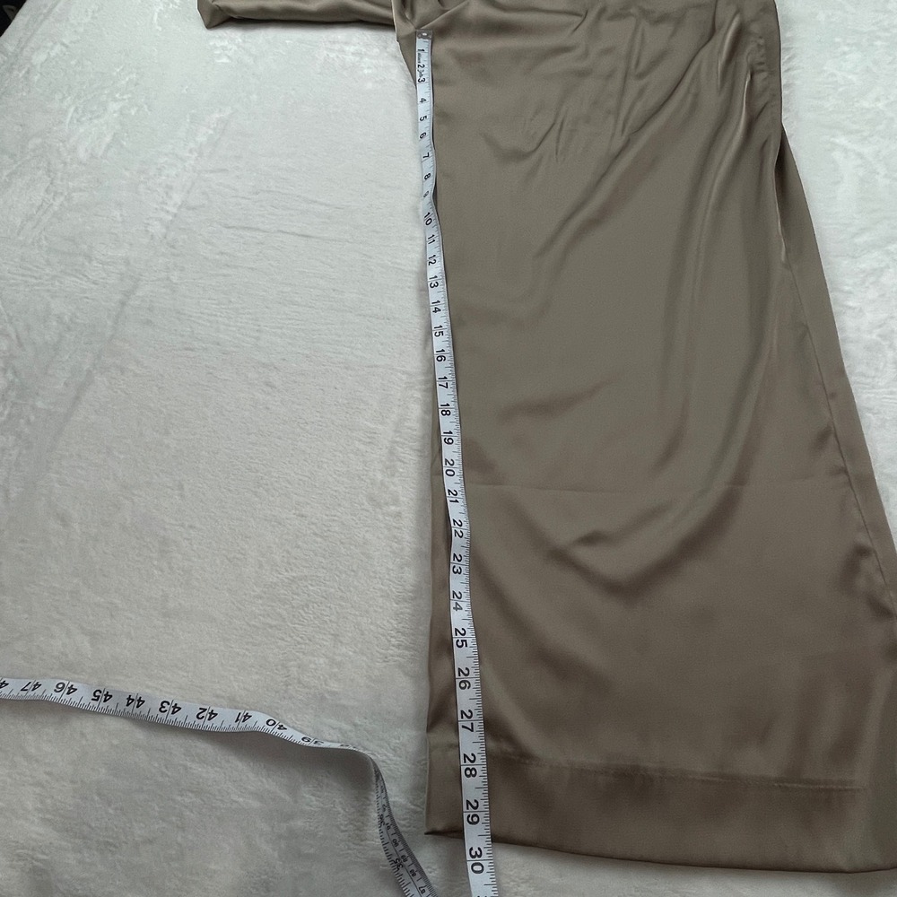 Abercrombie & Fitch Women XL Taupe Satin Wide Leg Elastic Waist Pants Trousers - Picture 11 of 13